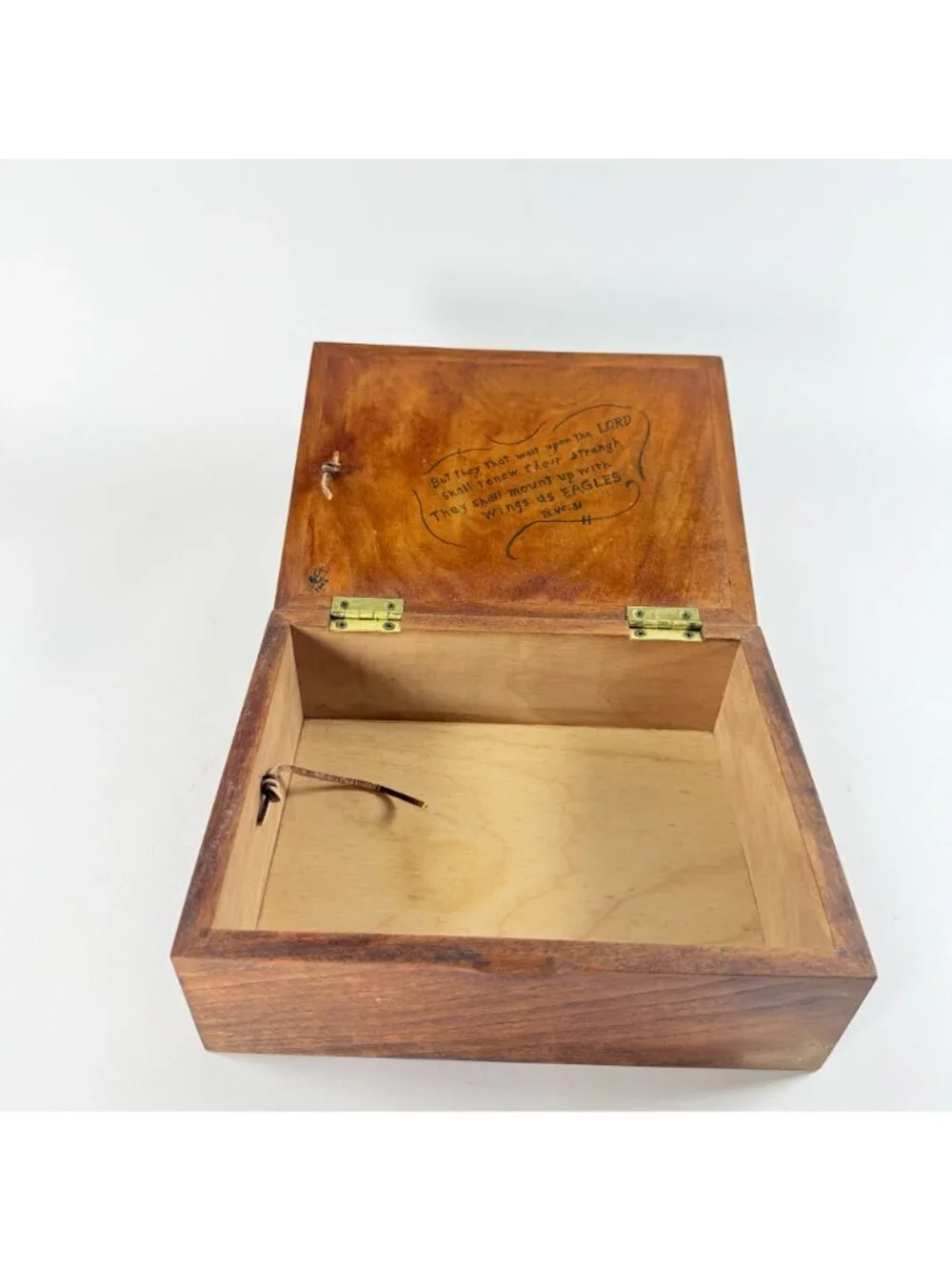 Wooden Keepsake Trinket Box Eagle Isaiah 40:31 Religious Christian Verse Decor